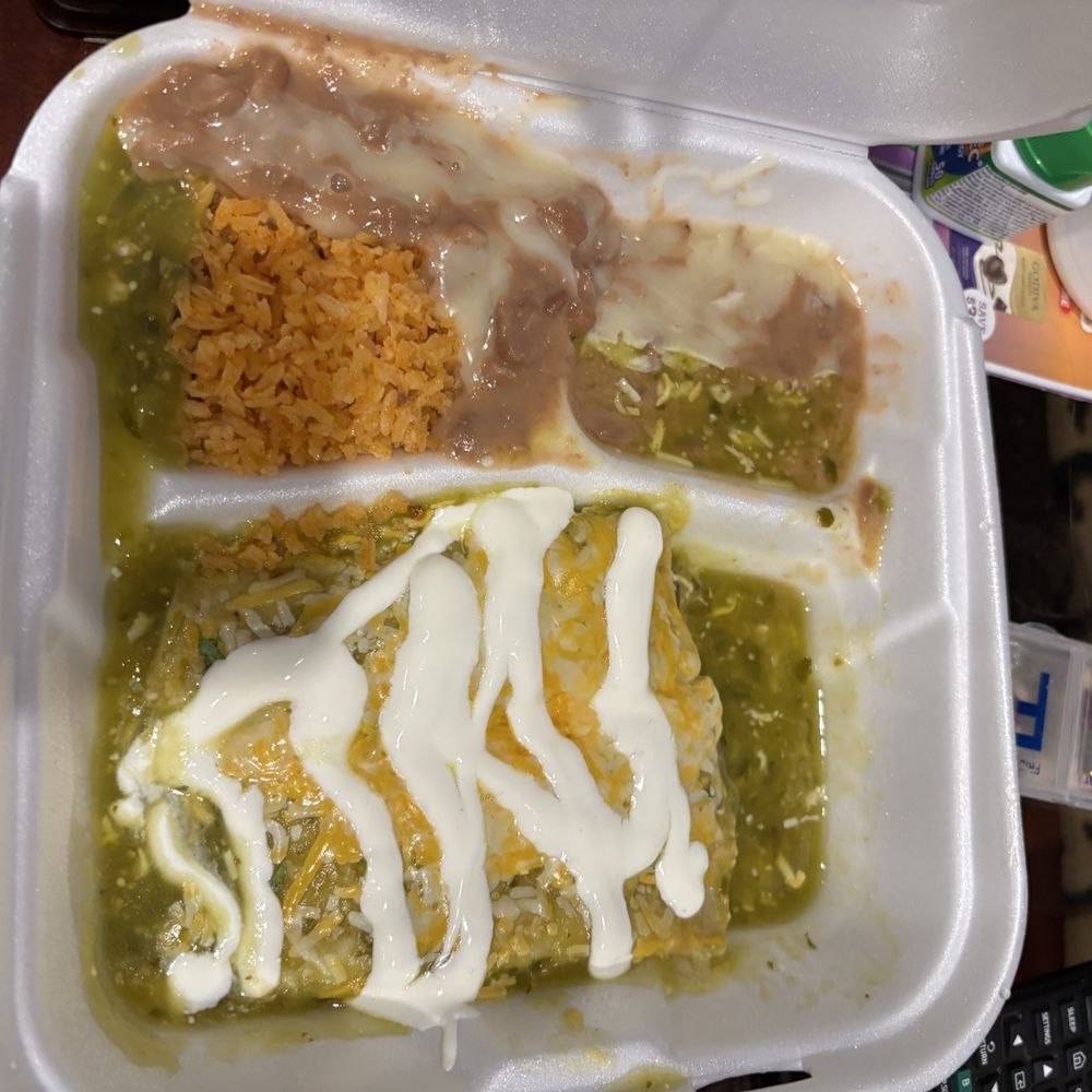 Las Salsas Taqueria - 2 chicken enchiladas plate with rice & beans $10.49 - Mexican Near Me - Orange, California