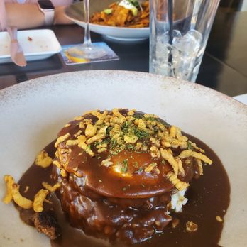 Bosscat Kitchen & Libations - Loco moco... the rice was hard and the gravy was flavorless - Bars Near Me - Orange, California