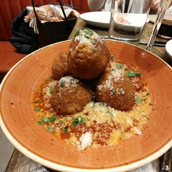 Alta Strada - Famous Crunchy Meatballs with with Spicy Tomato Basil Sauce - Italian Near Me - Fairfax, Virginia Alta Strada - Famous Crunchy Meatballs with with Spicy Tomato Basil Sauce - Italian Near Me - Fairfax, Virginia