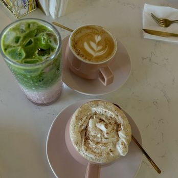 Pink Pistachio Cafe - Cappuccino with and without whip cream, Pink Matcha - Coffee & Tea Near Me - Somerset, New Jersey