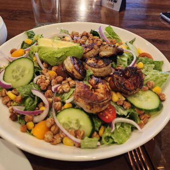 Archival Brewing - Salad with blackened shrimp, crispy chick peas and avocado. - Breweries Near Me - Belmont, Michigan Archival Brewing - Salad with blackened shrimp, crispy chick peas and avocado. - Breweries Near Me - Belmont, Michigan