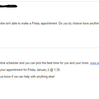 And Something Blue - My original emails with Tiarra, requesting my appointment be rescheduled for the next day. - Bridal Near Me - San Francisco, California And Something Blue - My original emails with Tiarra, requesting my appointment be rescheduled for the next day. - Bridal Near Me - San Francisco, California