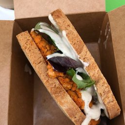 Buffalo Tempeh Sandwich