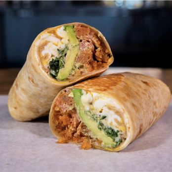 Bad Ass Breakfast Burritos - Beyond Sausage Breakfast Burrito (plant based): Eggs/Beyond Sausage/white American cheese/tots/spicy basil aioli/avocado/arugula/tomoato - Breakfast & Brunch Near Me - Denver, Colorado Bad Ass Breakfast Burritos - Beyond Sausage Breakfast Burrito (plant based): Eggs/Beyond Sausage/white American cheese/tots/spicy basil aioli/avocado/arugula/tomoato - Breakfast & Brunch Near Me - Denver, Colorado