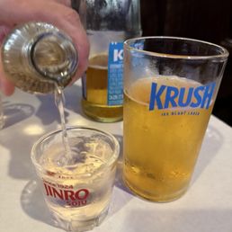 Peach soju and Krush beer Peach soju and Krush beer