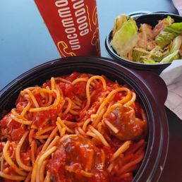 Spaghetti & Meatballs (extra sauce) & salad