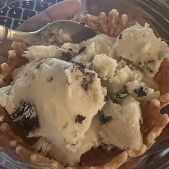 Bruster's Real Ice Cream - Non dairy Ice cream. The picture makes it look softer than it is. You can somewhat tell by the sharp edges how hard and icy it is. - Desserts Near Me - Upland, California