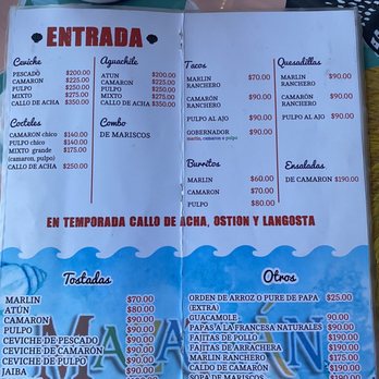 Mario's Mariscos - Menu - Seafood Near Me - San Miguel de Allende, GUA