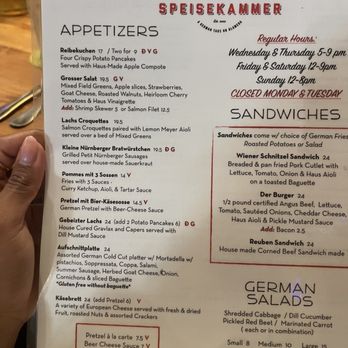 Speisekammer - Menu - German Near Me - Alameda, California
