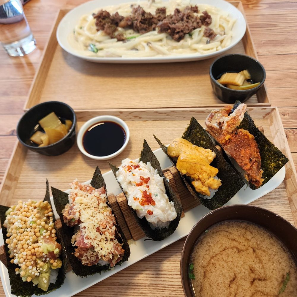 MORU - Bulgogi cream udon, handroll set + uni handroll. - Japanese Near Me - Fort Lee, New Jersey MORU - Bulgogi cream udon, handroll set + uni handroll. - Japanese Near Me - Fort Lee, New Jersey