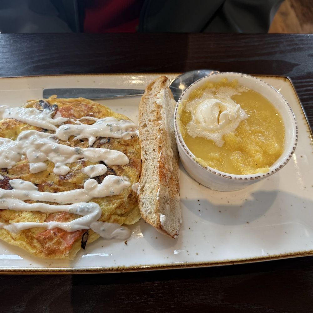 First Watch - Smoked Salmon & Roasted Vegetable Frittata  Butter Bob's Red Mill Grits - Breakfast & Brunch Near Me - Des Plaines, Illinois