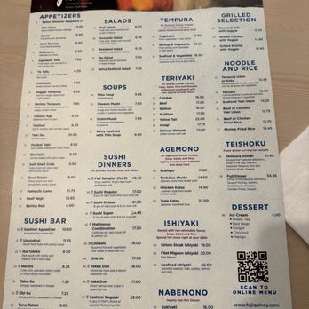 Fuji - Menu Spring 2026 - Japanese Near Me - Quincy, Massachusetts