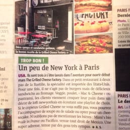 Review in French on the Grilled Cheese Factory in Paris. Review in French on the Grilled Cheese Factory in Paris.