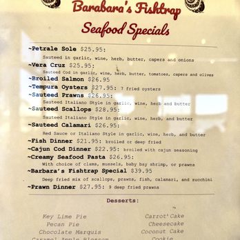 Barbara's Fishtrap - Restaurant menu - Seafood Near Me - Half Moon Bay, California Barbara's Fishtrap - Restaurant menu - Seafood Near Me - Half Moon Bay, California