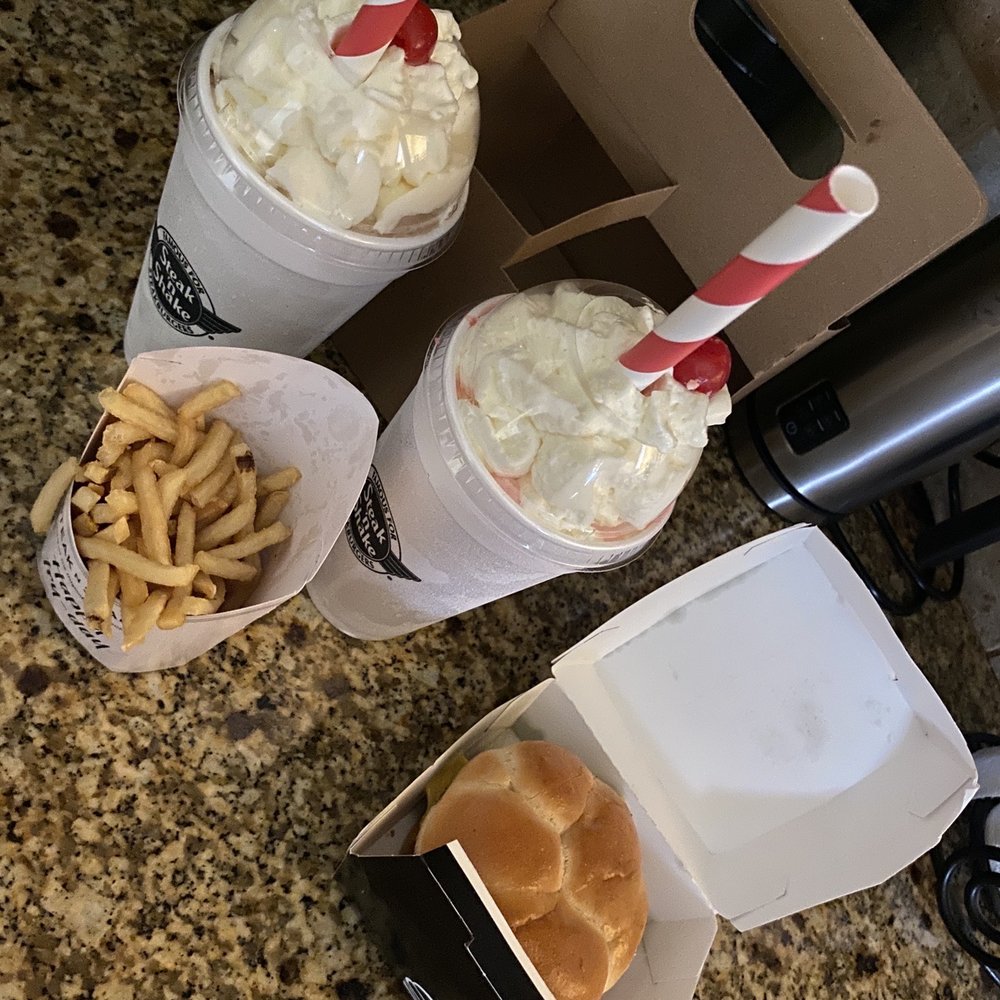 Steak ’n Shake - Butter Steakburger w/ grilled onions, side of French fries and a chocolate shake. Plus, Frisco Melt combo (not shown) w/ strawberry shake. - American Near Me - Sunrise, Florida Steak ’n Shake - Butter Steakburger w/ grilled onions, side of French fries and a chocolate shake. Plus, Frisco Melt combo (not shown) w/ strawberry shake. - American Near Me - Sunrise, Florida