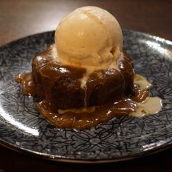 Pippin's Tavern - Sticky Toffee Pudding- medjool date cake, toffee sauce, vanilla ice cream