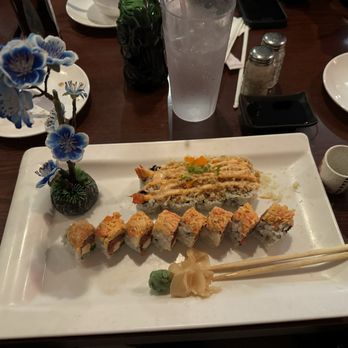 Sushiko Japanese Restaurant - Time Square (spicy kani salad, tempura shrimp, crunchies, special sauce) Hurricane (spicy tuna, jalapeno, cream cheese, spicy krab salad) - Japanese Near Me - Jacksonville, Florida