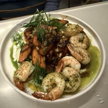 Centrico - Sweet Potato Salad w/ Shrimp - The sweet potato was served cold, but it was still very good! - Mexican Near Me - Anaheim, California