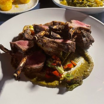SavannahBlue - Roasted Rack of Lamb with Fig Jerk Sauce - New American Near Me - Detroit, Michigan