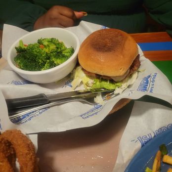 Islands Restaurant - Huli Huli Crisp and steamed veggies. This was a tasty fried chicken breast sandwich - Burgers Near Me - Long Beach, California Islands Restaurant - Huli Huli Crisp and steamed veggies. This was a tasty fried chicken breast sandwich - Burgers Near Me - Long Beach, California