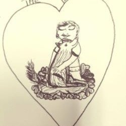 Kate Davis LCSW - Our relationships with pets are some of the most profound. This is a drawing that shows a dog and person hugging inside of a heart.