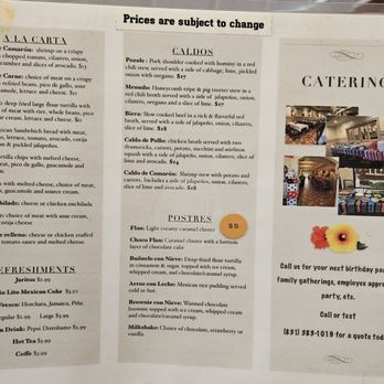 Las Marias Bar & Grill - Menu as of August 2, 2024 - Mexican Near Me - Seaside, California
