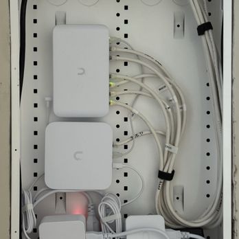 ThoseTechGuys - A structured media enclosure with nicely organized network equipments and Ethernet cables - Home Theatre Installation Near Me - Tukwila, Washington