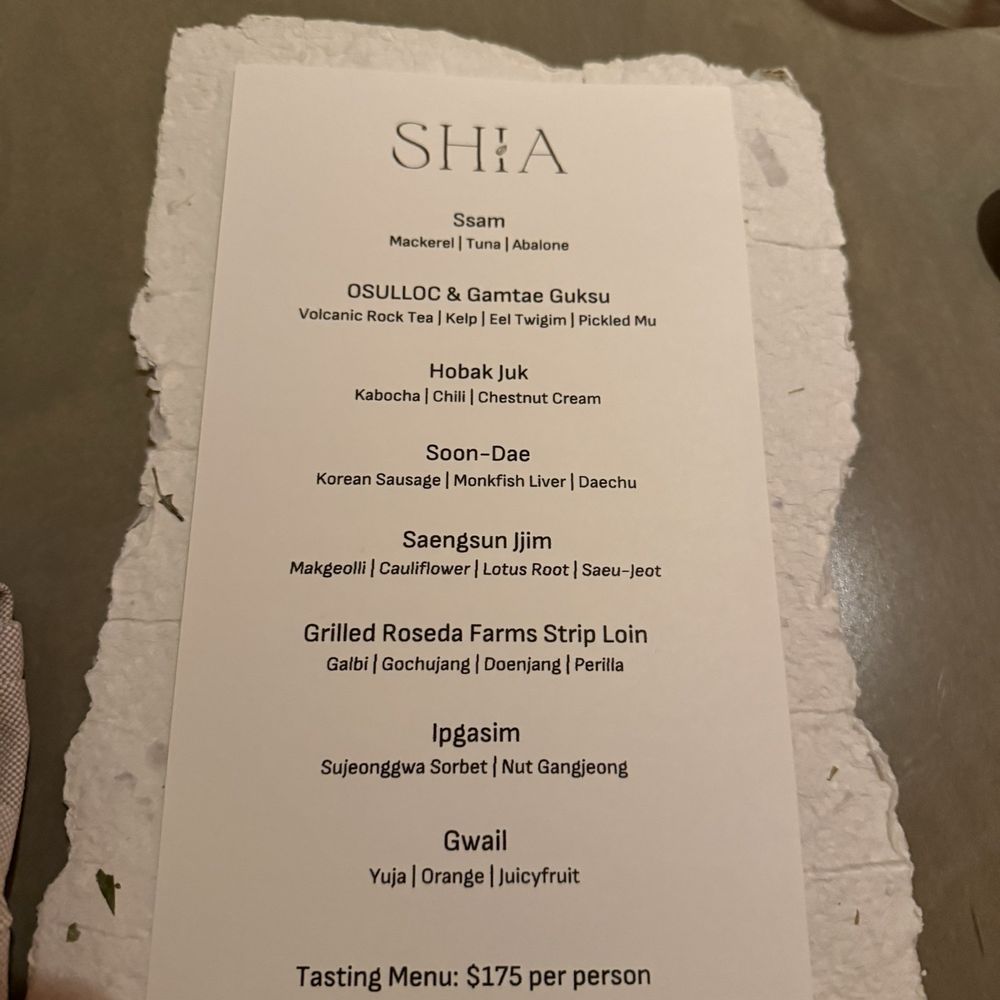 SHIA - Menu January 2026 - Korean Near Me - Washington, DC, District of Columbia