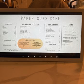 Paper Sons Cafe - Menu - Coffee & Tea Near Me - New York, New York Paper Sons Cafe - Menu - Coffee & Tea Near Me - New York, New York