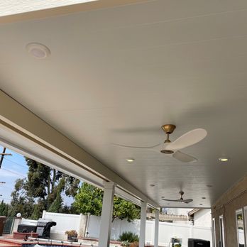 California Awnings - Beautiful Fan and Lights - Patio Coverings Near Me