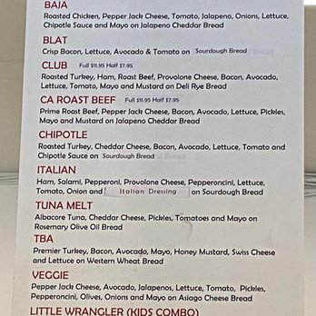 Dudley's Bakery - Sandwich Menu - Delis Near Me - Santa Ysabel, California