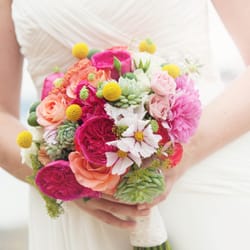 Platinum Floral Designs - Pink,Yellow, Green Bridal Bouquet