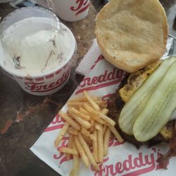 Freddy's Frozen Custard & Steakburgers - Bacon Double Cheeseburger, Fries, Fudge Sundae, & Drink
