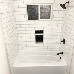 a bathtub with a window