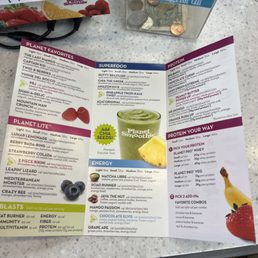 a menu for a smoothie a menu for a smoothie