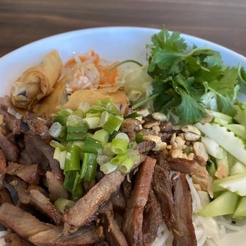 Pho 24 - Grilled Pork with Rice Vermicelli - Bun Thit Nuong with egg roll.     The - Vietnamese Near Me - Lawrenceville, Georgia