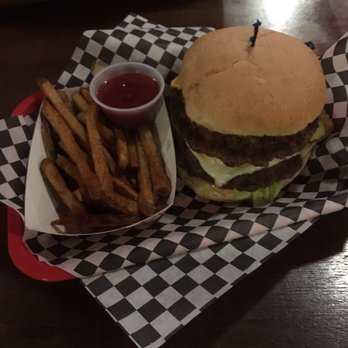 Hubcap Grill - Galveston - Double decker burger with fries - Burgers Near Me - Galveston, Texas