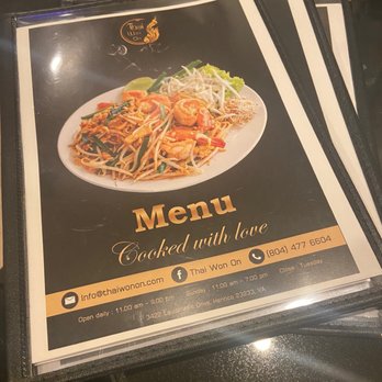 Thai Won On - The menu including the staple Thai dishes you love. - Thai Near Me - Richmond, Virginia Thai Won On - The menu including the staple Thai dishes you love. - Thai Near Me - Richmond, Virginia