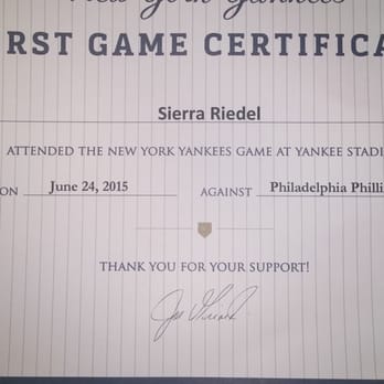 Yankee Stadium - First game certificate - Stadiums & Arenas Near Me - Bronx, New York Yankee Stadium - First game certificate - Stadiums & Arenas Near Me - Bronx, New York