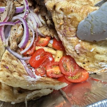 Souvlaqueria - Pitas placed under wet veggies. It was a soppy mess. - Greek Near Me - Union, New Jersey