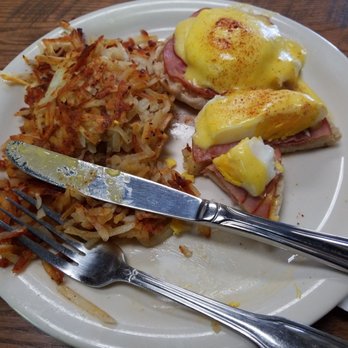 Cyrano's Caffe - Eggs Benedict & a large iced coffee. $14.56. Cashier shorted me a dollar. Muffin was cold & doughy. Hashbrowns were salty. Terrible. - Coffee & Tea Near Me - Orange, California