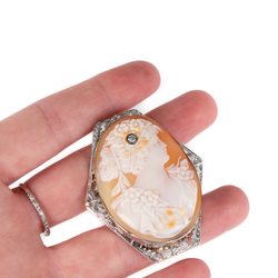 Corona del Mar Jewelry Consignment - Beautiful Diamond Cameo Brooch