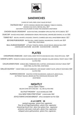 Menu photo 1 Bull Durham Lounge Durham, NC