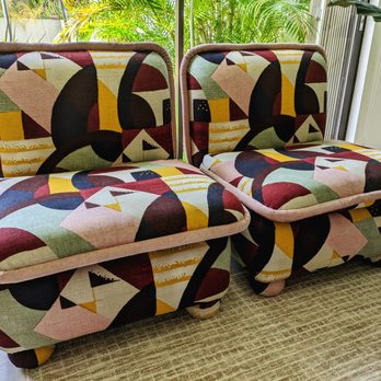 Rada Upholstery - Gorgeous set of 1980 chairs with XL piping reupholstered with top designer fabric. - Furniture Reupholstery Near Me - Miami, Florida Rada Upholstery - Gorgeous set of 1980 chairs with XL piping reupholstered with top designer fabric. - Furniture Reupholstery Near Me - Miami, Florida