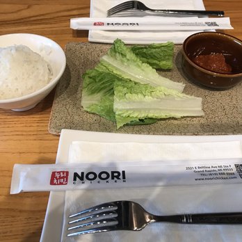 Noori Chicken - Bulgogi Plate: you may wrap the chicken and rice in the lettuce - Chicken Wings Near Me - Grand Rapids, Michigan Noori Chicken - Bulgogi Plate: you may wrap the chicken and rice in the lettuce - Chicken Wings Near Me - Grand Rapids, Michigan