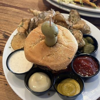 Ate Track - Double Gonzo Burger with Parmesan chips - New American Near Me - Cartersville, Georgia
