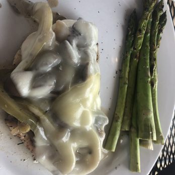 Fresh Chef - Lunch portion-Smothered chicken(green peppers, onions, mushrooms, with provolone cheese) with alternate side. Usually comes with rice. - American Near Me - Conover, North Carolina