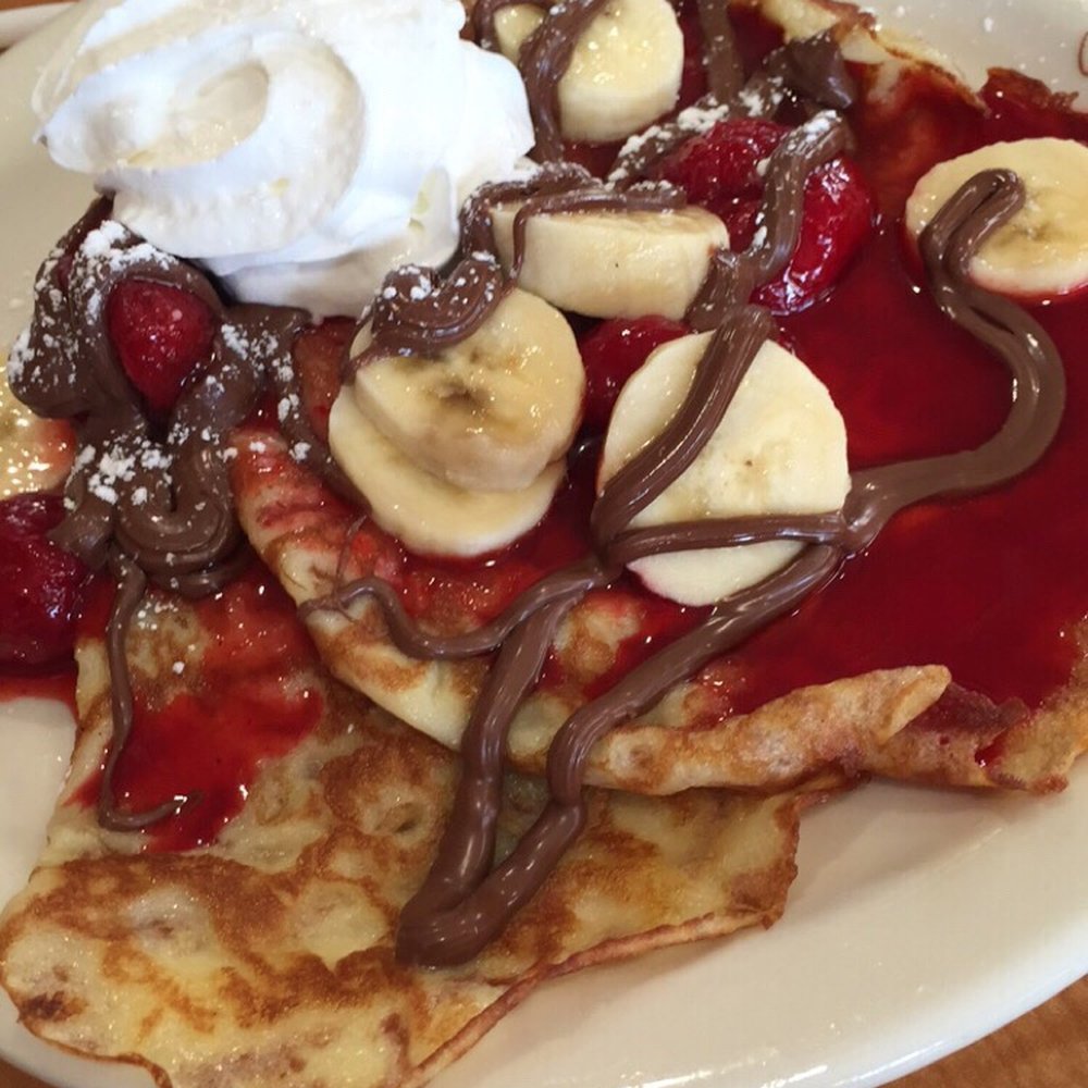 Loaded Cafe - Long Beach - Banana Nutella crepe with strawberries/bananas and whip cream! - American Near Me - Long Beach, California