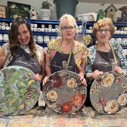 So we made these charcuterie boards with Karen, a wonderful teacher with amazing supplies and everything we needed.