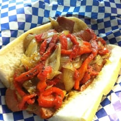 Sara's Deli - Today's special: Smoked sausage with grilled onions and red peppers
